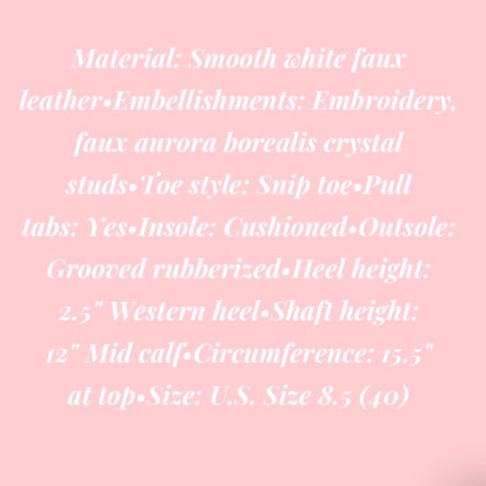 White Cowgirl Boots with Crystal Studs - Picture 11 of 11